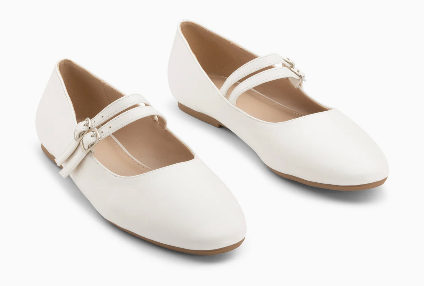 Ballerine con cinturini - BIANCO