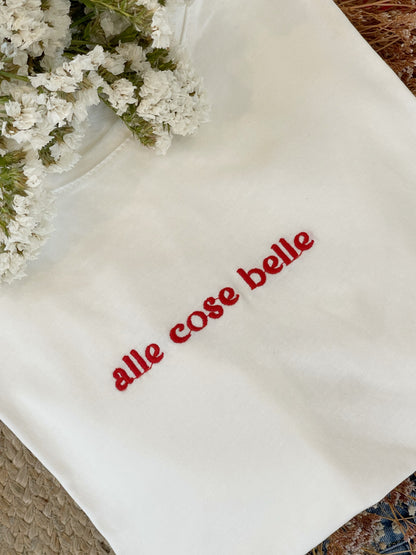 T-shirt V0703 alle cose belle - BIANCO/rosso