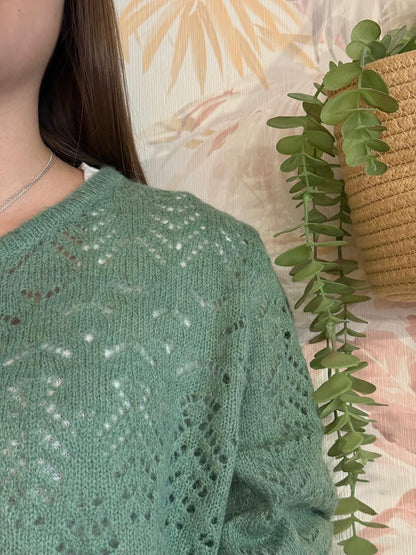 Cardigan girocollo lana - VERDE