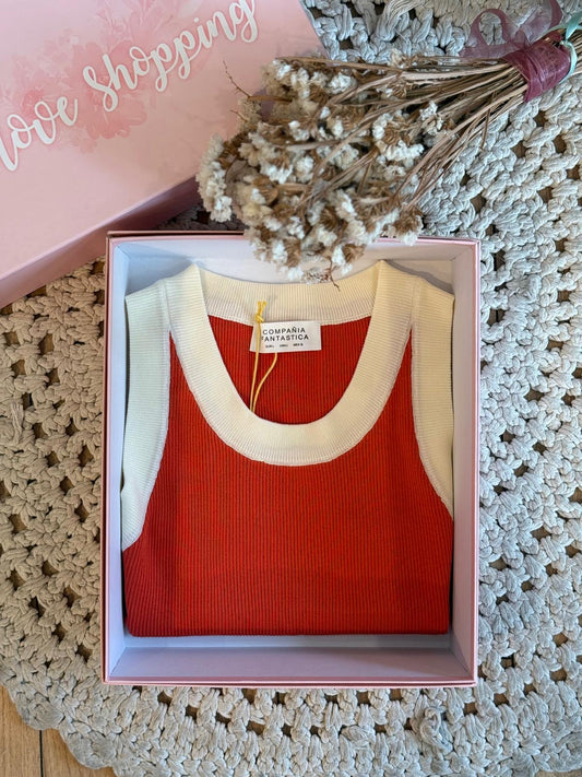 Top 52C/10357 bicolore - ARANCIONE