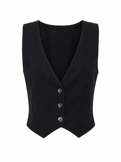 Gilet 3 bottoni - NERO