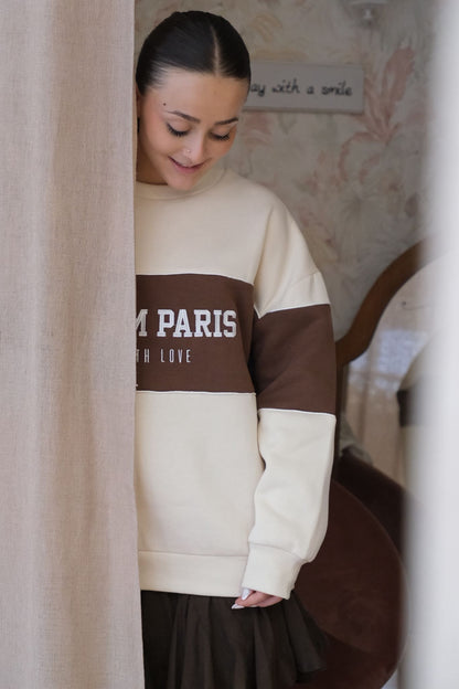 Felpa stampa from Paris - BEIGE