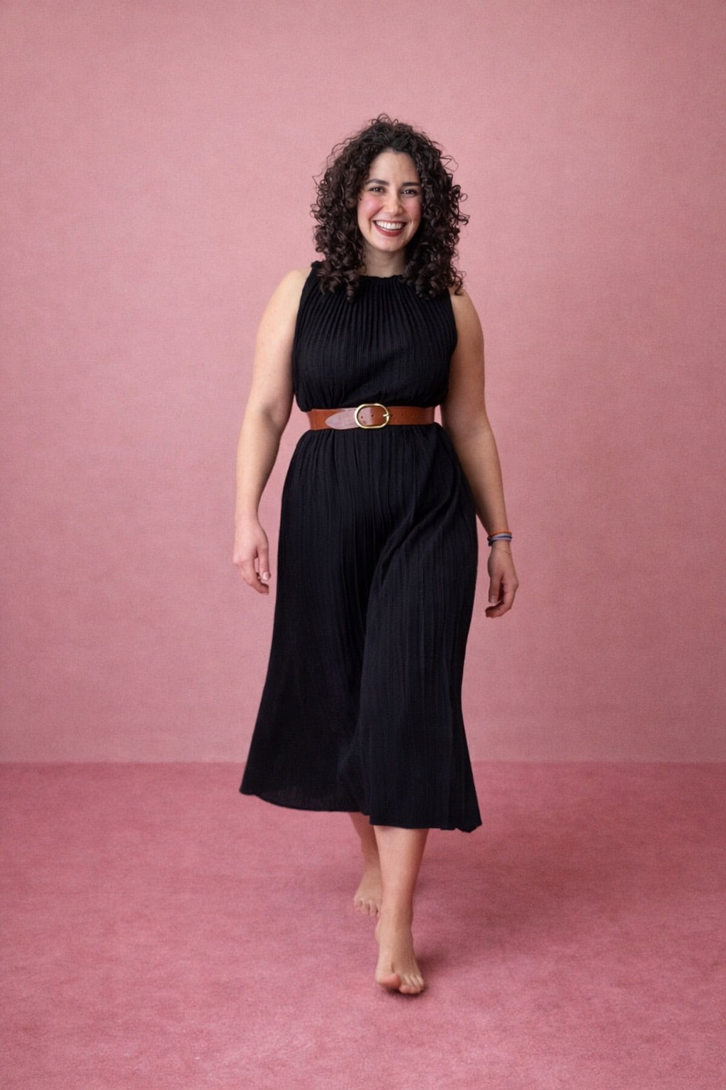 Long dress plisse - NERO