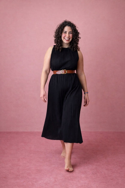 Long dress plisse - NERO