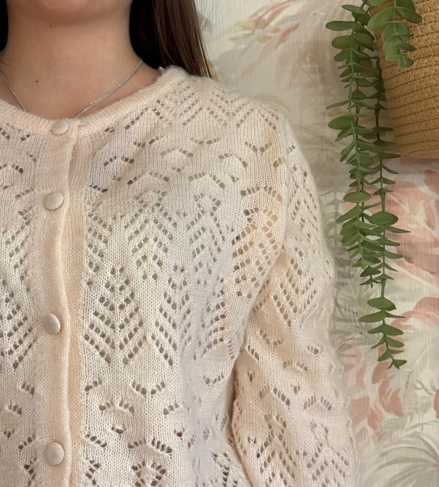 Cardigan girocollo lana - BEIGE