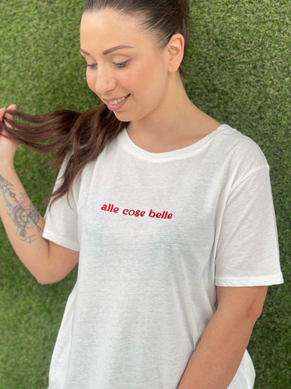 T-shirt V0703 alle cose belle - BIANCO/rosso