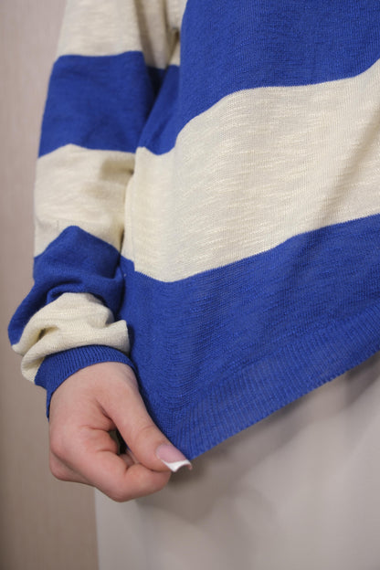 Maglia 51C/10201 girocollo righe - BURRO/BLUE