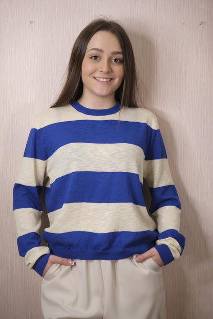 Maglia 51C/10201 girocollo righe - BURRO/BLUE