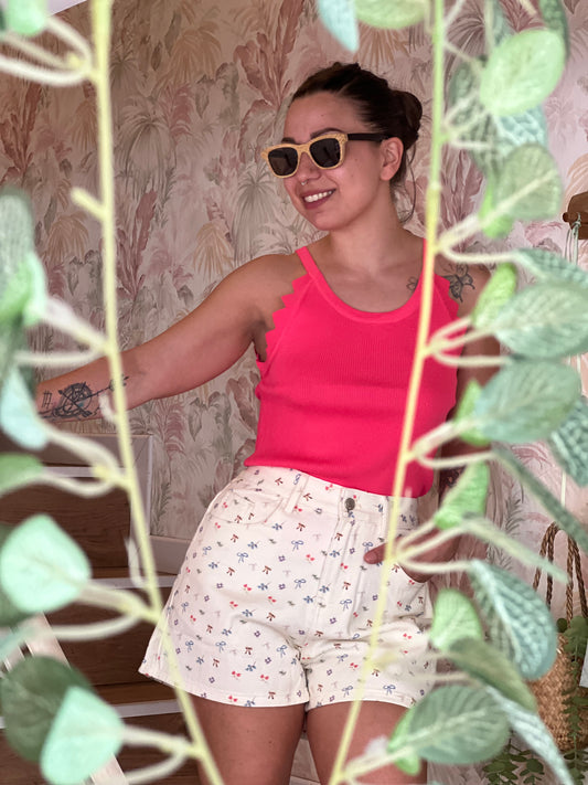 Shorts con Stampa Fiocchetti - BEIGE