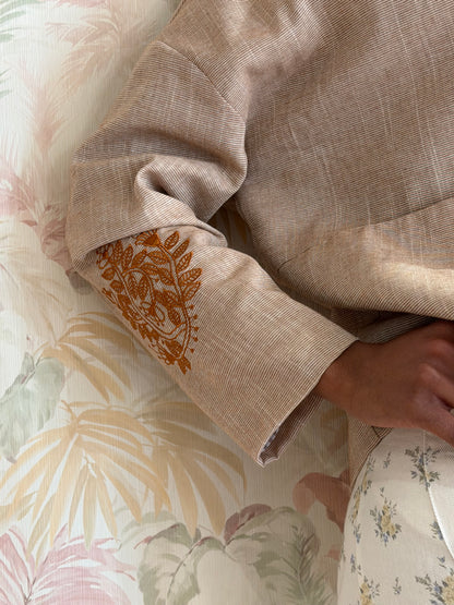 Giacca over ricamo - BEIGE