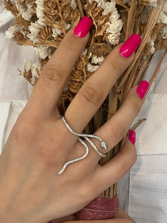 Anello Doppio Serpente - ARGENTO