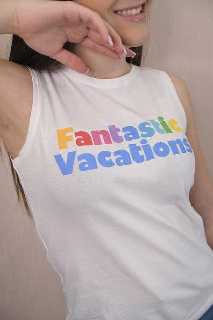 T-shirt scritta Fantastic Vacation - BIANCO
