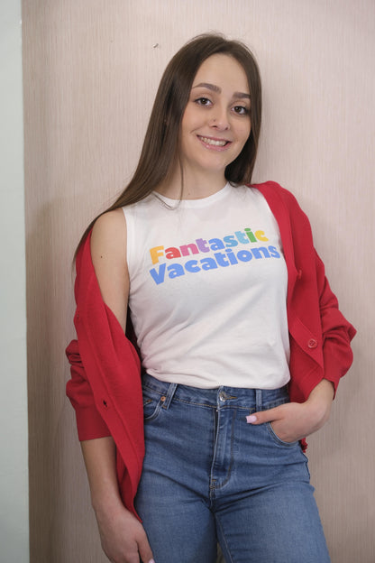 T-shirt scritta Fantastic Vacation - BIANCO