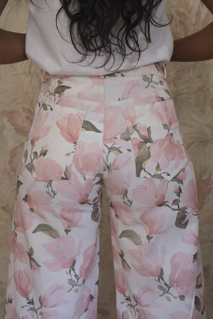 Pantaloni fiori rosa - ROSA