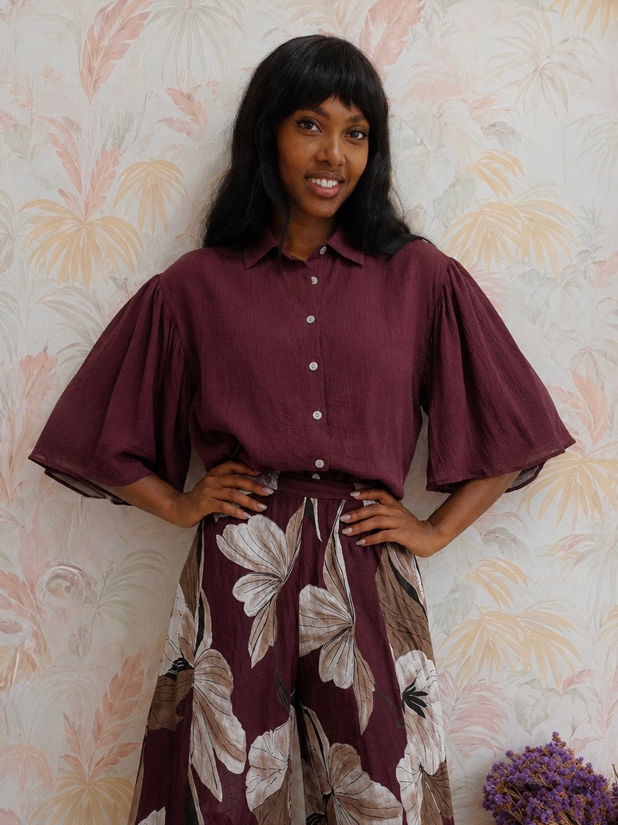 Camicia tinta unita - BORDEAUX