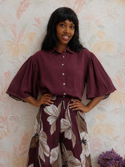 Camicia tinta unita - BORDEAUX