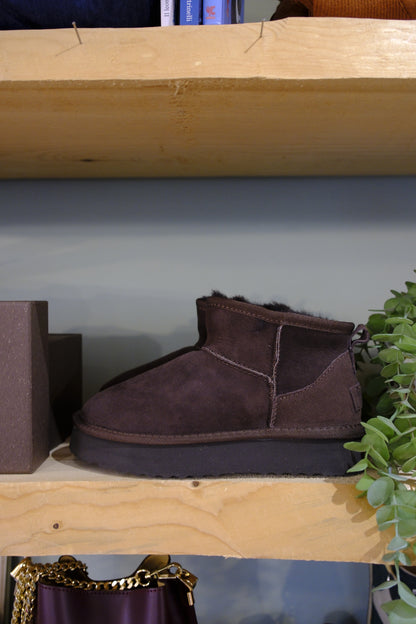 Scarponcini para alta camoscio esterno pelo intern - MARRONE