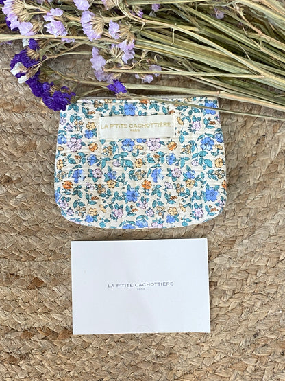 PORTAMONETE PETIT - FIORI AZZURRI SFONDO BEIGE