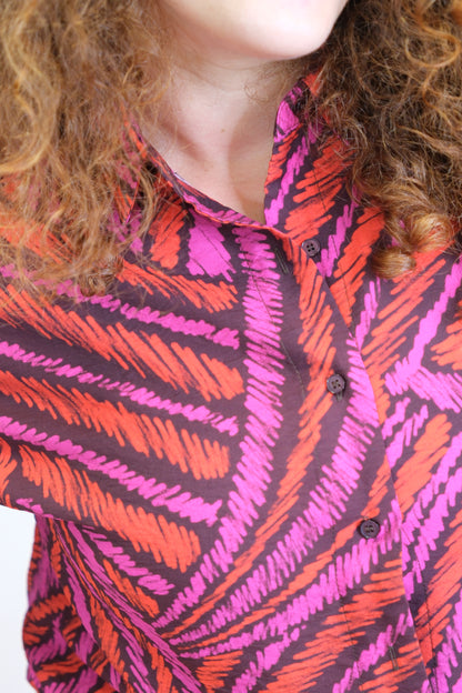 Camicia fantasia strisce optical - ROSSO