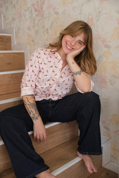Camicia fantasia cani - ROSA