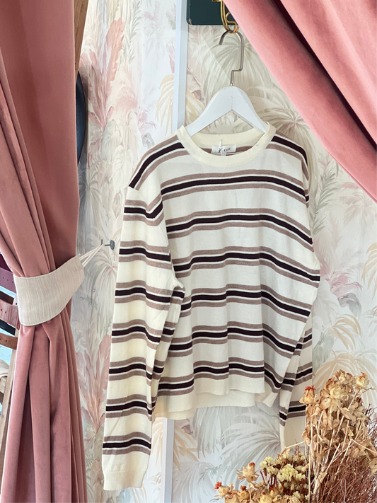 Maglia a righe bicolore - BEIGE/TAUPE