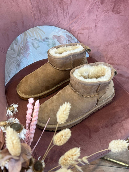 Scarponcini camoscio esterno pelo interno - BEIGE