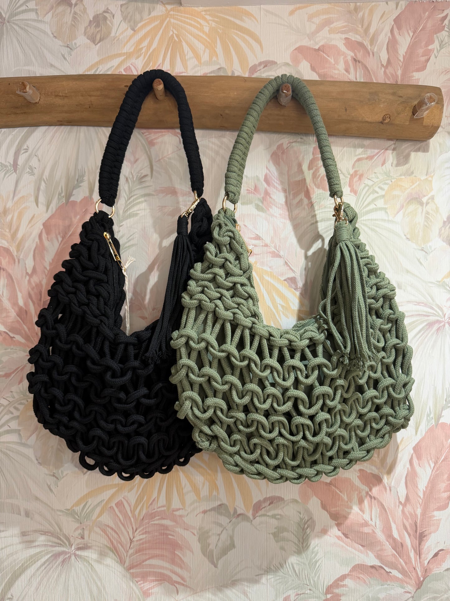Borsa EMILY in corda intrecciata - VERDE