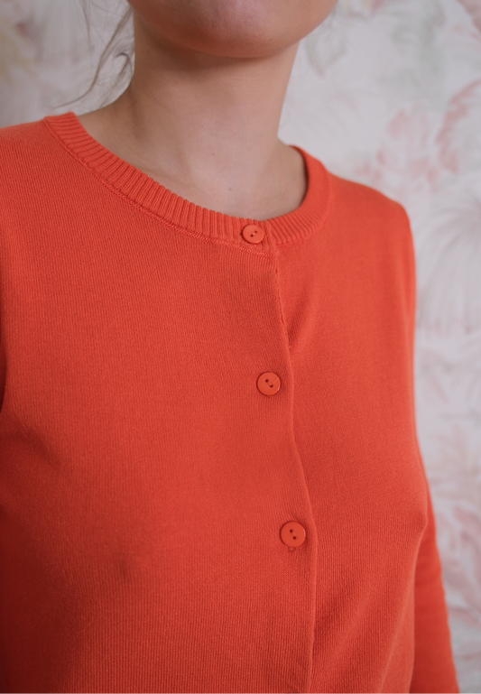 Cardigan 52C/10459 girocolo bottoni - ARANCIONE