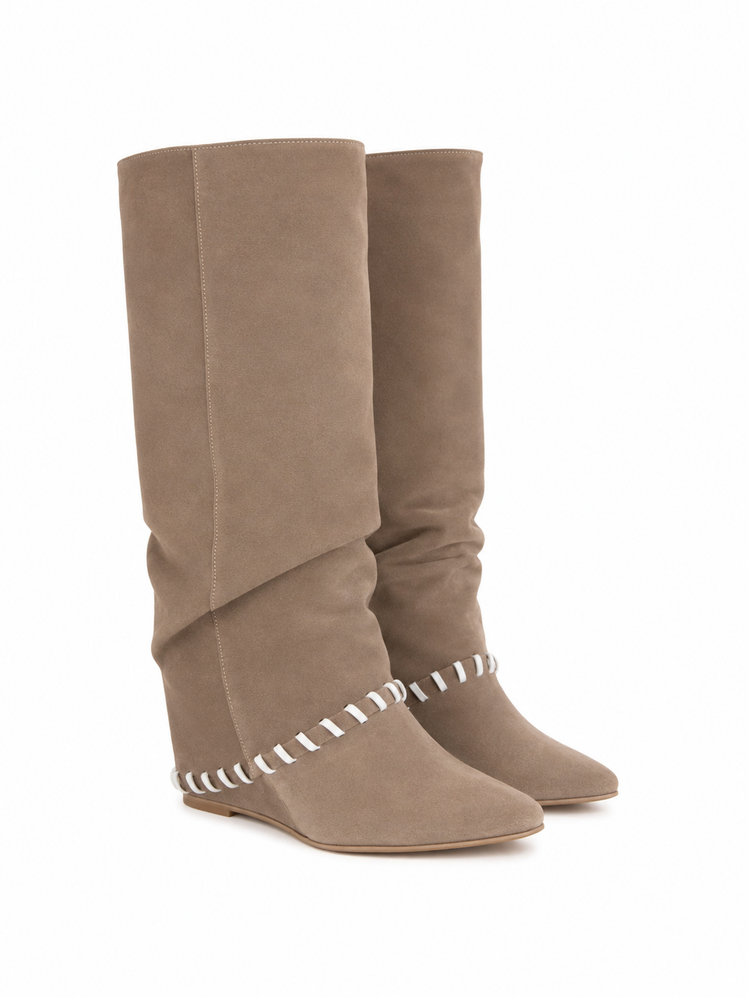 Stivale in pelle scamosciata - TAUPE