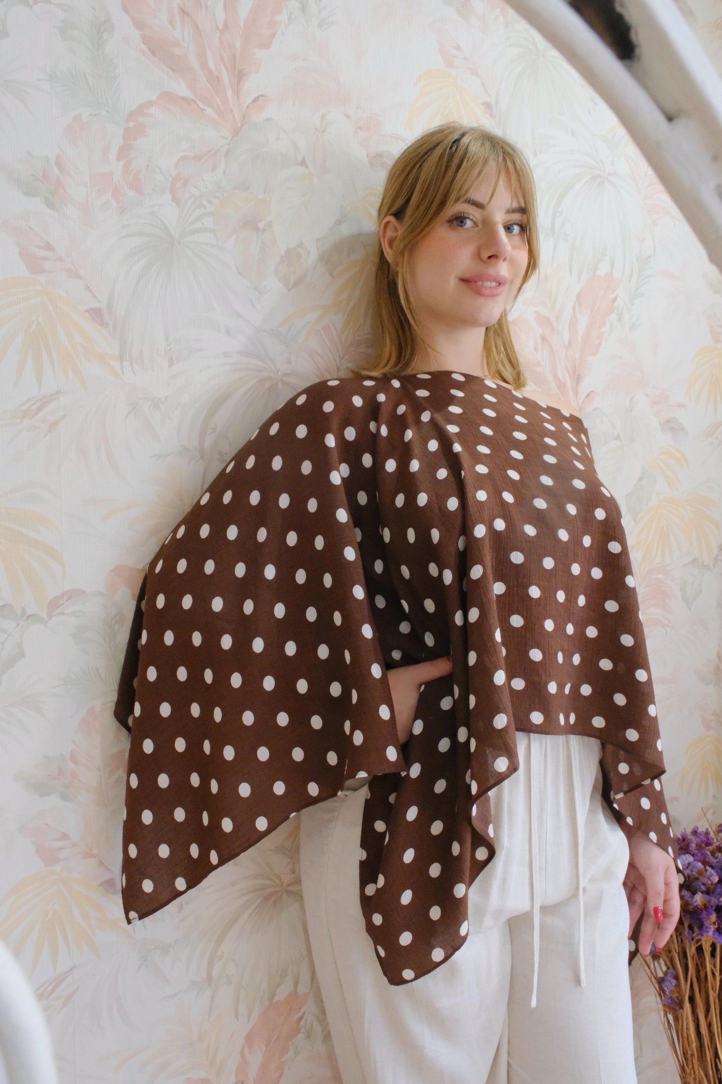 Blusa due pezzi a pois - MARRONE