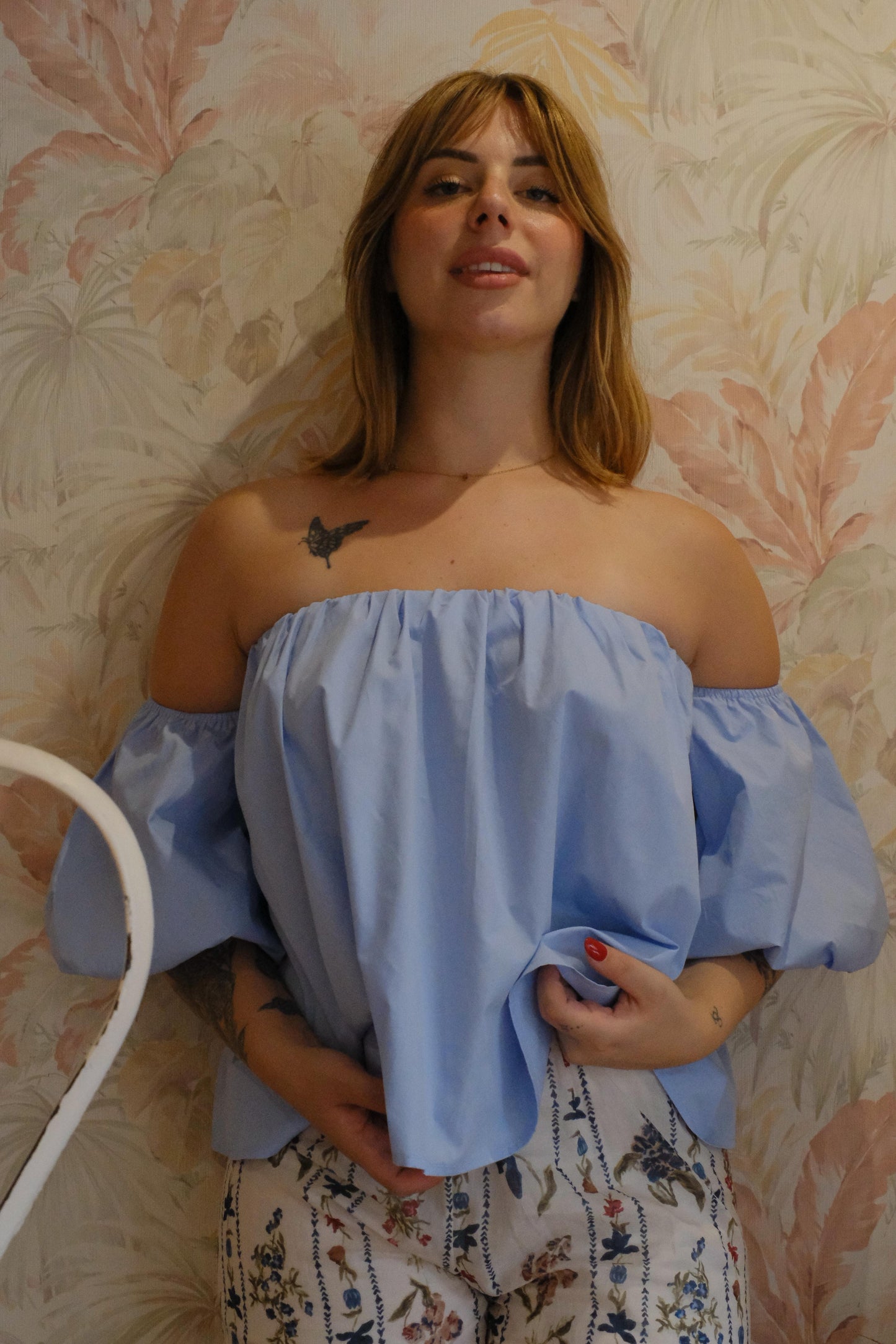 Blusa a palloncino - AZZURRO