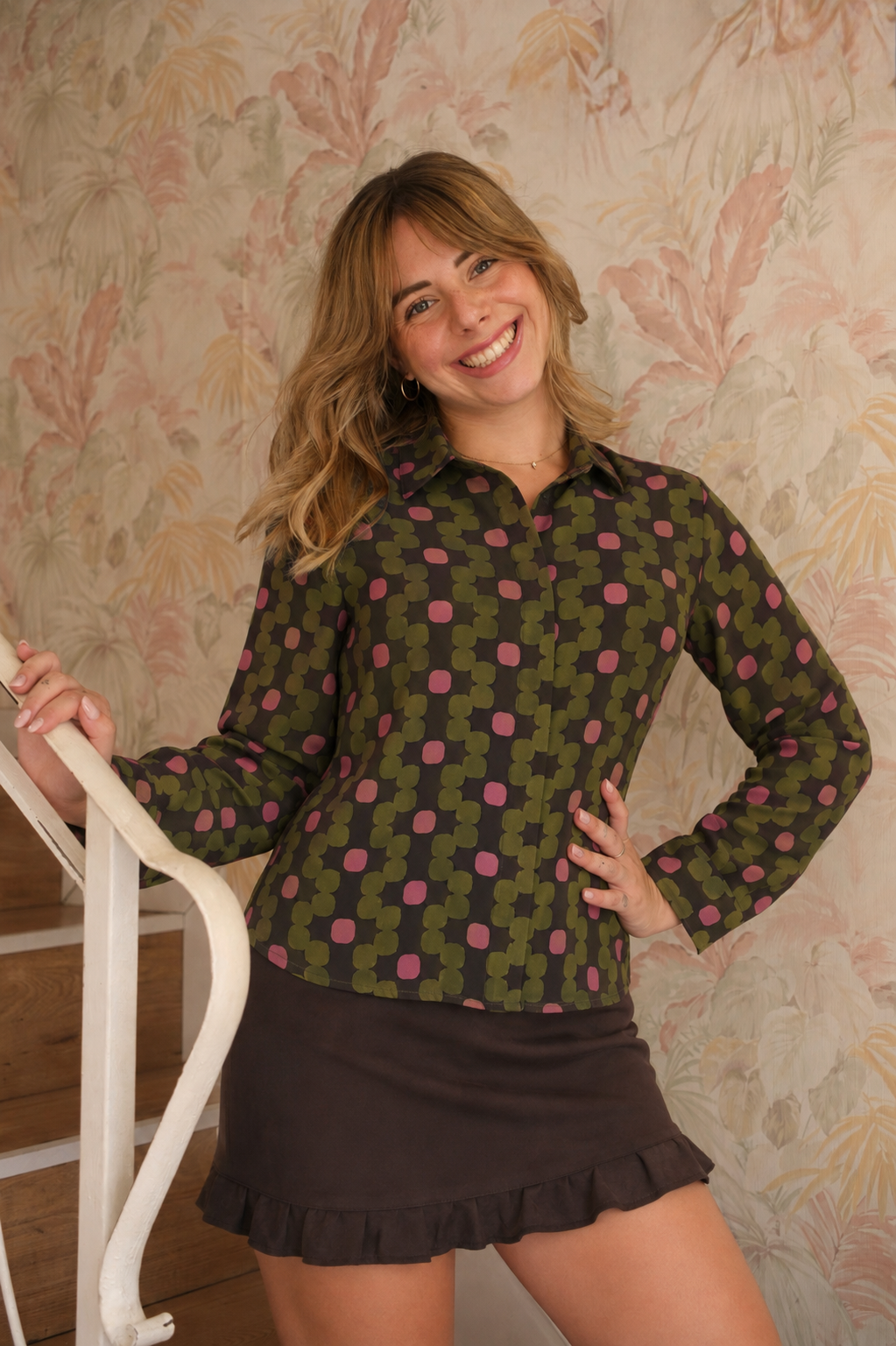 Camicia fantasia geometrica - VERDE MILITARE