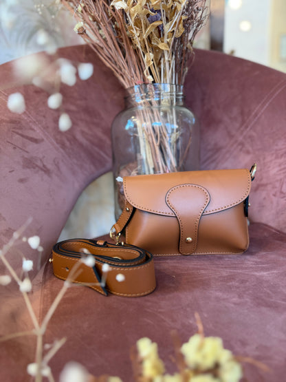 Borsa PHILOMENE a tracolla in pelle - COGNAC