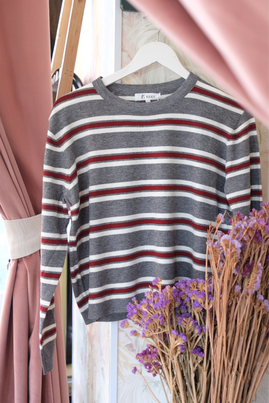 Maglia a righe bicolore - GRIGIO/BEIGE