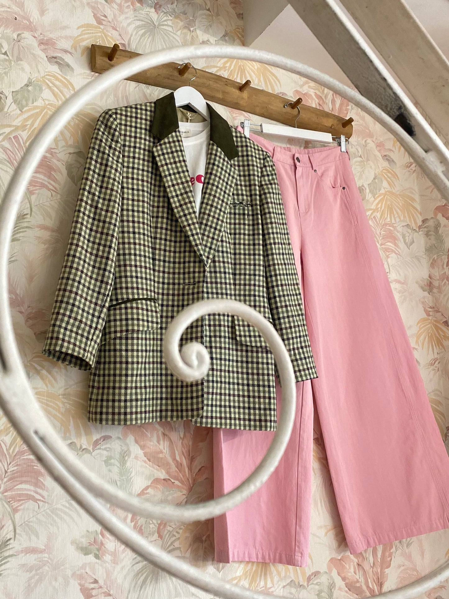 Pantaloni a palazzo tinta unita - ROSA