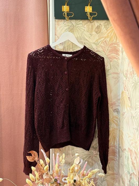 Cardigan girocollo lana - BORDEAUX