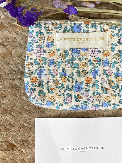 PORTAMONETE PETIT - FIORI AZZURRI SFONDO BEIGE