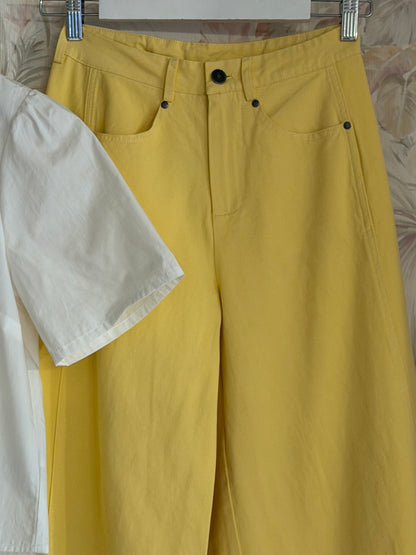 Pantaloni a palazzo tinta unita - GIALLO