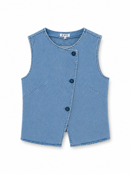 Gilet in denim - AZZURRO