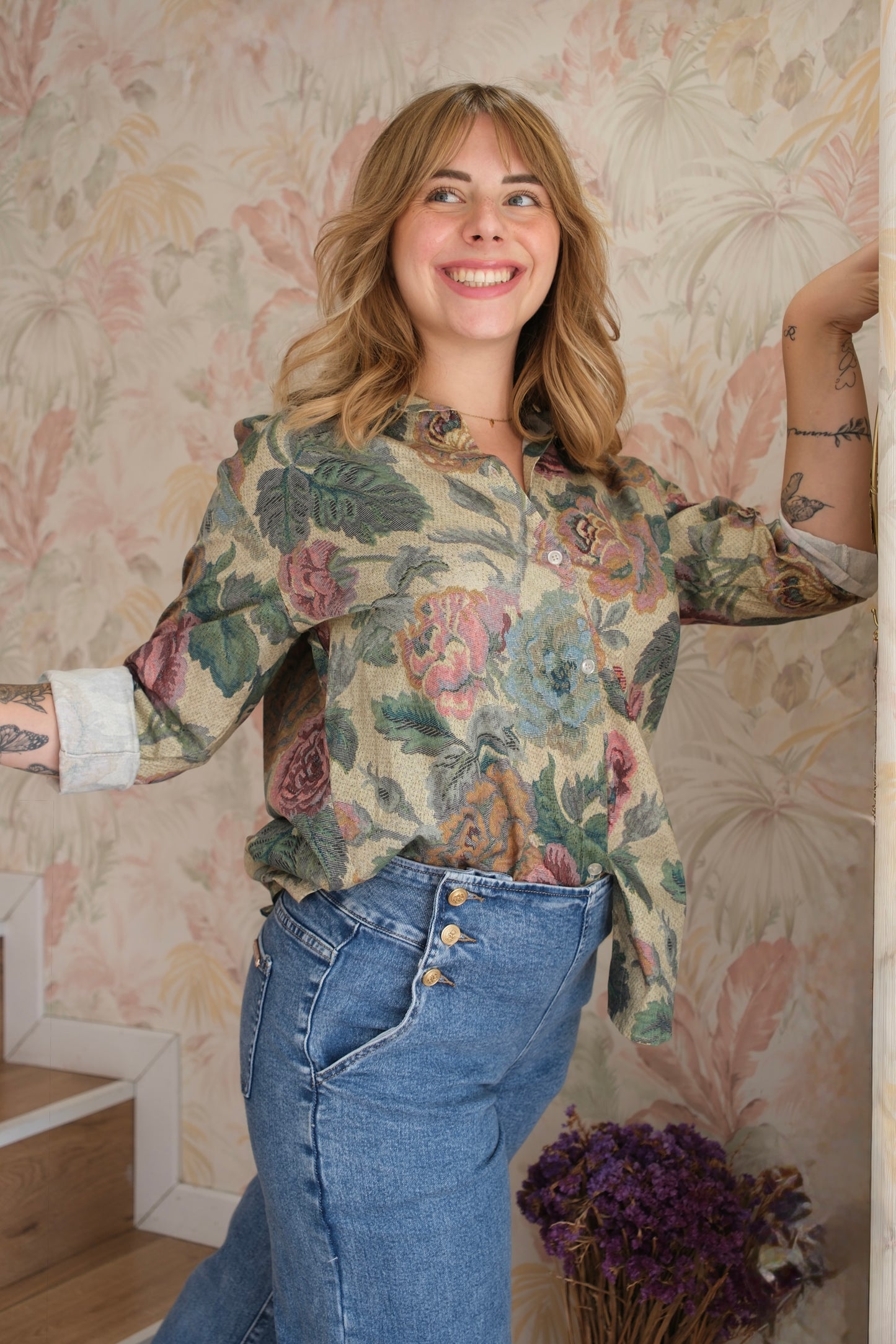 Camicia floreale - VERDE