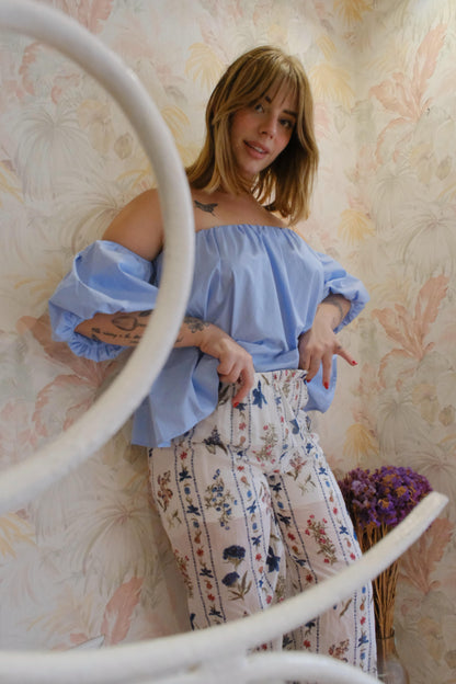 Blusa a palloncino - AZZURRO