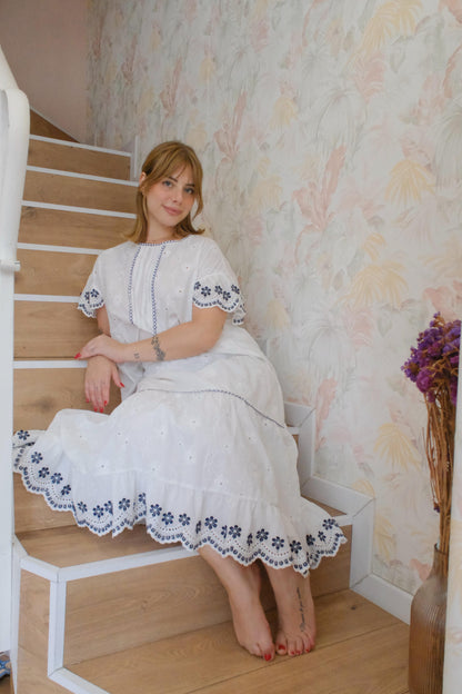 Gonna G60560 pizzo traforato - BIANCO