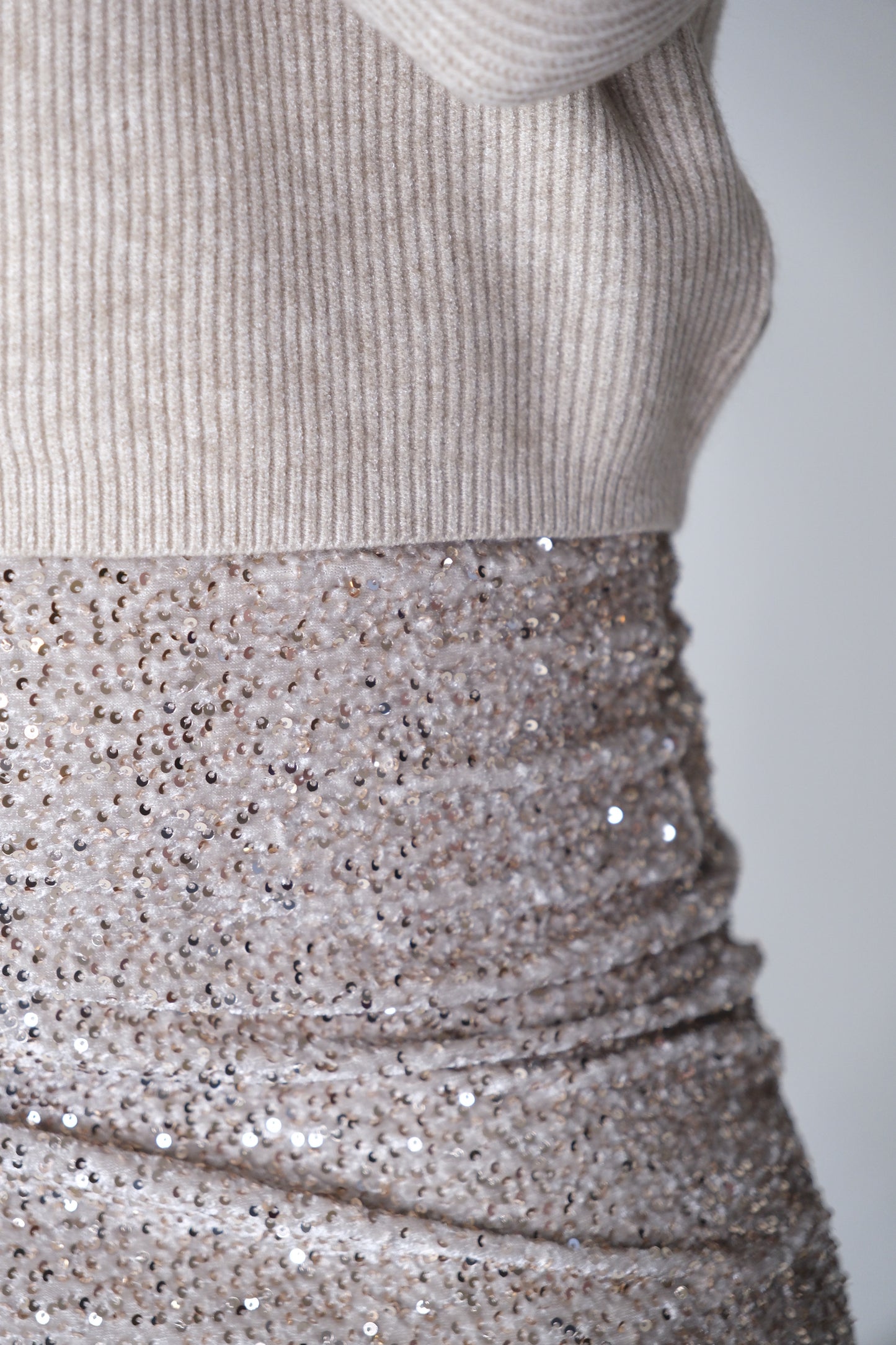 Gonna corta paillettes - BEIGE