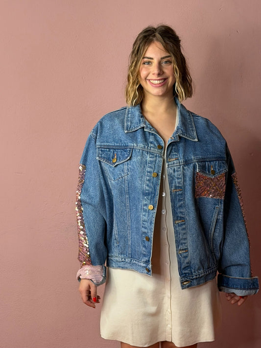 Giubbotto in jeans con paillettes - DENIM