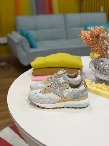 Sneakers tela e camoscio - BEIGE