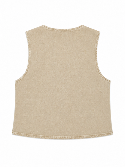 Gilet in denim - BEIGE