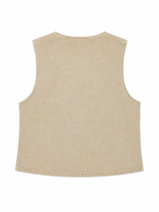 Gilet in denim - BEIGE