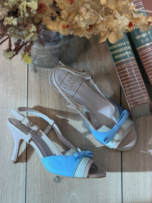 Sandalo modello chanel con fiocchetto - CIELO