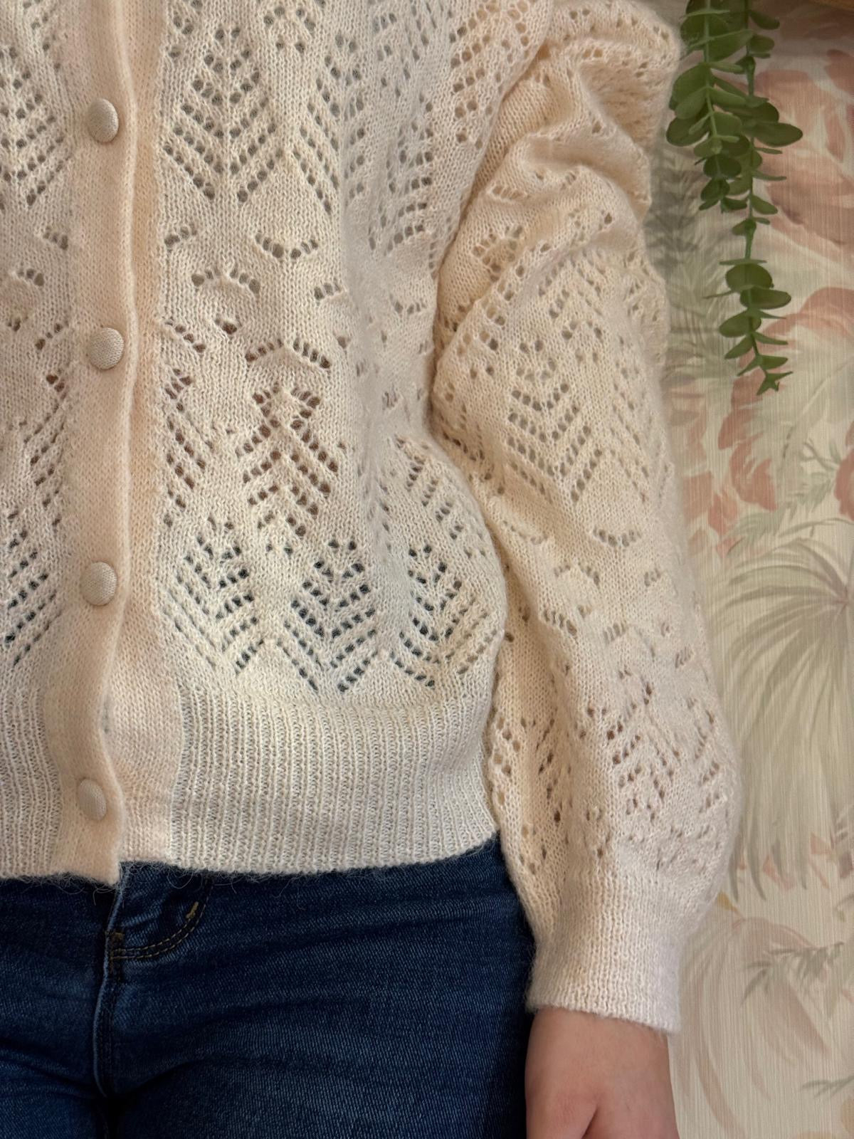 Cardigan girocollo lana - BEIGE