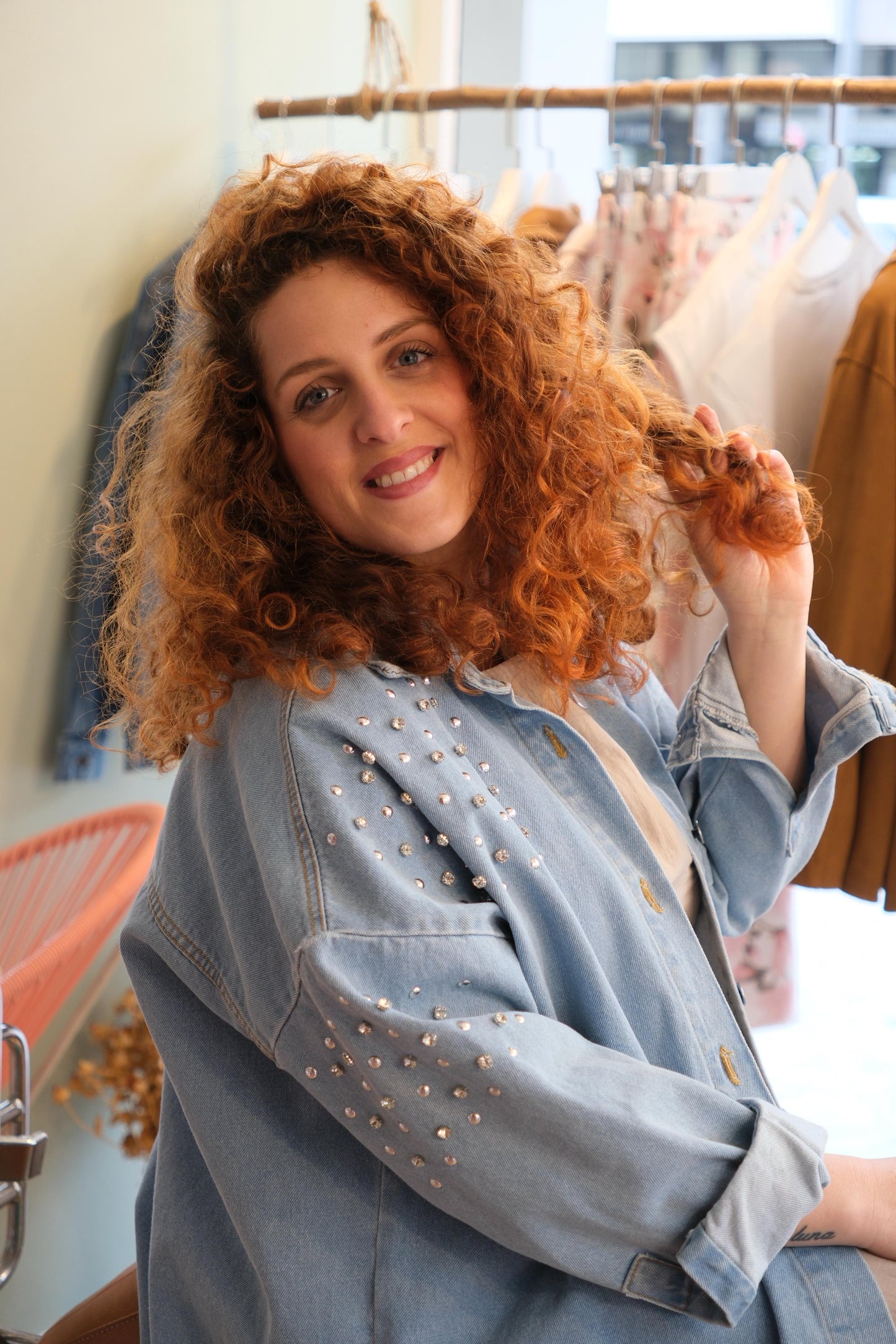 Giacca denim con strass - DENIM